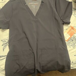 Gray V-Neck Scrub Top